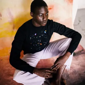 Lundi au Soleil - Sweat noir brodé Univers